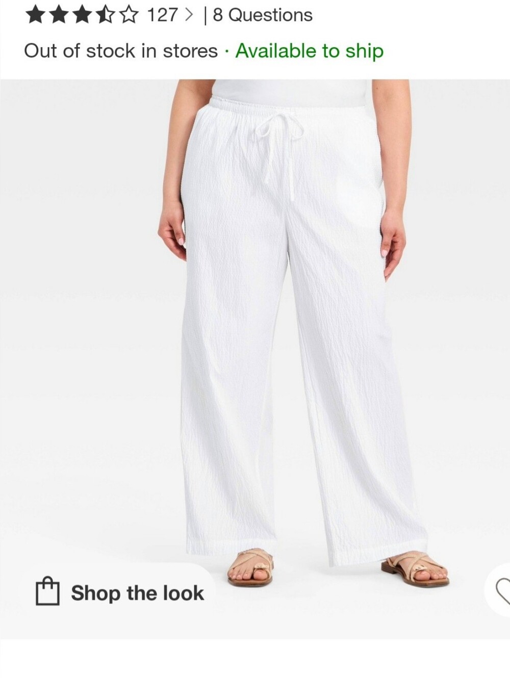 a new day White Seersucker Wide-Leg Pull-On Pants